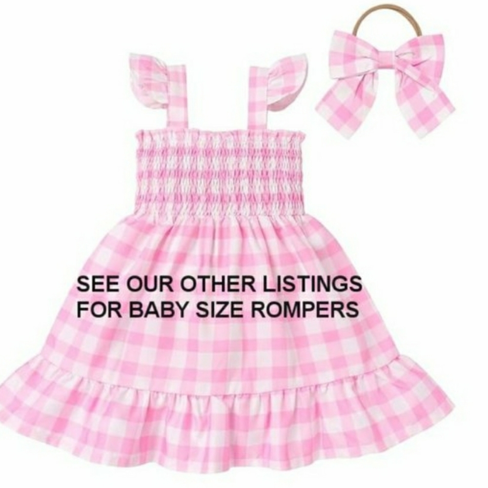 NWT Adorable Barbie Movie Pink Box Gingham Plaid Romper Halloween Costumes - Picture 12 of 12